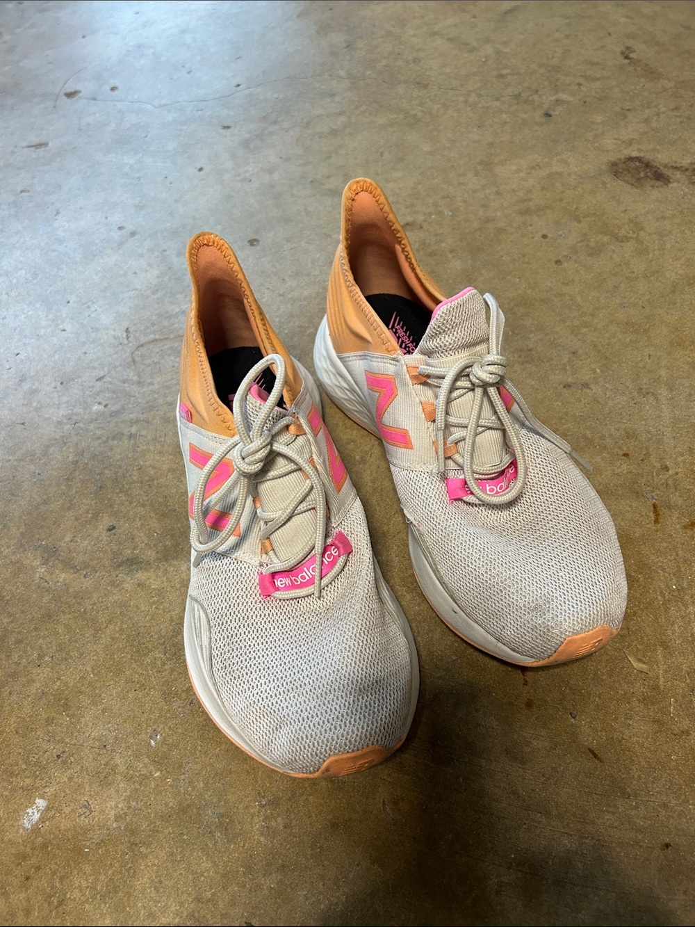 New Balance Women’s Athletic Sneakers — Cream with Pink & Peach Accents